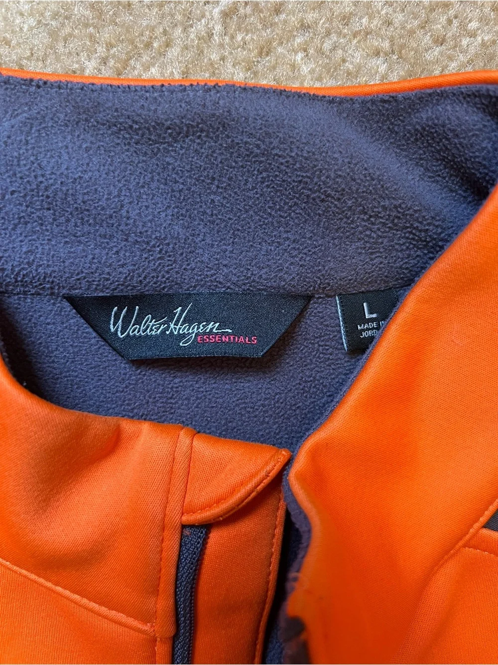 Walter Hagen Mens Large Orange Quarter Zip Golf Pullover Long Sleeve